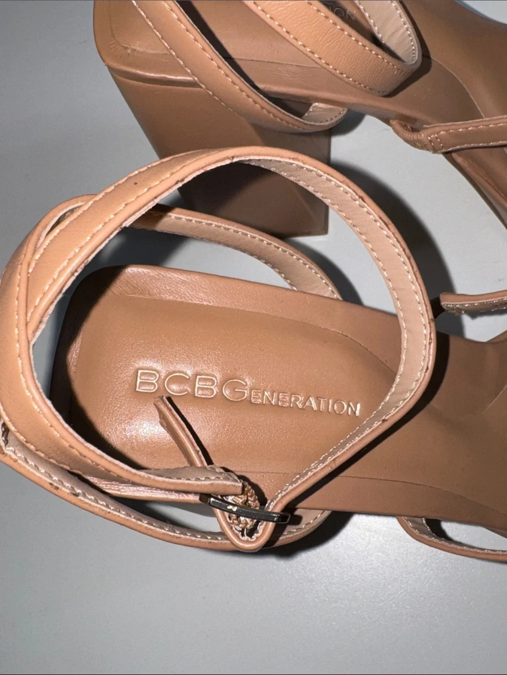 BCBGeneration Galana Nude Platform Block Heel Strappy Sandals Women’s 9.5M NIB